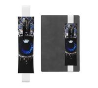 White Leather Pen Holder Bookmark HYTTER Evil Eye Printed Adjustable Elastic Band 8.3-1.8 in for notebooks Diaries Manuals Planners