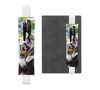 White Leather Pen Holder Bookmark HYTTER Happy Cute Koala Printed Adjustable Elastic Band 8.3-1.8 in for notebooks Diaries Manuals Planners
