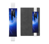 White Leather Pen Holder Bookmark HYTTER Lightning Storm Printed Adjustable Elastic Band 8.3-1.8 in for notebooks Diaries Manuals Planners