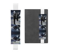 White Leather Pen Holder Bookmark HYTTER Orca Killer Whale Printed Adjustable Elastic Band 8.3-1.8 in for notebooks Diaries Manuals Planners