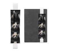 White Leather Pen Holder Bookmark HYTTER Panda in The Water Printed Adjustable Elastic Band 8.3-1.8 in for notebooks Diaries Manuals Planners