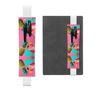 White Leather Pen Holder Bookmark HYTTER Pineapple Flamingo Printed Adjustable Elastic Band 8.3-1.8 in for notebooks Diaries Manuals Planners
