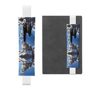 White Leather Pen Holder Bookmark HYTTER Snow Leopard Printed Adjustable Elastic Band 8.3-1.8 in for notebooks Diaries Manuals Planners