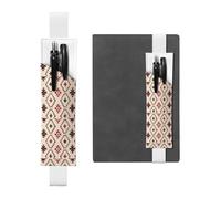White Leather Pen Holder Bookmark JKIEGOQ Geometric Vector Picture Adjustable Elastic Band 8.3-1.8 inch for notebooks Diaries Hardcover Journal