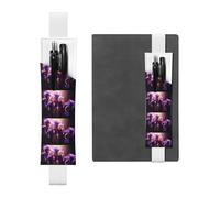 White Leather Pen Holder Bookmark JKIEGOQ Purple Iris Picture Adjustable Elastic Band 8.3-1.8 inch for notebooks Diaries Hardcover Journal