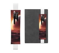 White Leather Pen Holder Bookmark MJHKXLJ Alien Planet Pattern Adjustable Elastic Band 8.3-1.8 inch for notebooks Diaries Hardcover Journal
