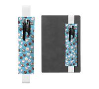 White Leather Pen Holder Bookmark MJHKXLJ Baseball Basketball Football Hockey Pattern Adjustable Elastic Band 8.3-1.8 inch for notebooks Diaries Hardcover Journal