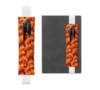 White Leather Pen Holder Bookmark MJHKXLJ Basketball on fire Pattern Adjustable Elastic Band 8.3-1.8 inch for notebooks Diaries Hardcover Journal