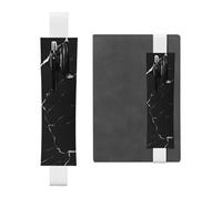 White Leather Pen Holder Bookmark MJHKXLJ Black Marble Pattern Adjustable Elastic Band 8.3-1.8 inch for notebooks Diaries Hardcover Journal