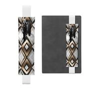 White Leather Pen Holder Bookmark MJHKXLJ Black White Gold Foil Marble Pattern Adjustable Elastic Band 8.3-1.8 inch for notebooks Diaries Hardcover Journal