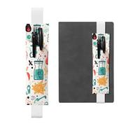 White Leather Pen Holder Bookmark MJHKXLJ Chemistry Print Pattern Adjustable Elastic Band 8.3-1.8 inch for notebooks Diaries Hardcover Journal