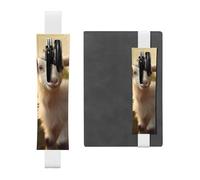White Leather Pen Holder Bookmark MJHKXLJ Cute Baby Goat Pattern Adjustable Elastic Band 8.3-1.8 inch for notebooks Diaries Hardcover Journal