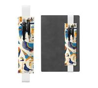 White Leather Pen Holder Bookmark MJHKXLJ Egypt Hieroglyphics Pattern Adjustable Elastic Band 8.3-1.8 inch for notebooks Diaries Hardcover Journal