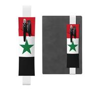 White Leather Pen Holder Bookmark MJHKXLJ Flag of The Syrian Arab Republic Pattern Adjustable Elastic Band 8.3-1.8 inch for notebooks Diaries Hardcover Journal