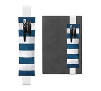 White Leather Pen Holder Bookmark MJHKXLJ Greek Flag Pattern Adjustable Elastic Band 8.3-1.8 inch for notebooks Diaries Hardcover Journal