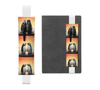 White Leather Pen Holder Bookmark MJHKXLJ i Love Penguins Pattern Adjustable Elastic Band 8.3-1.8 inch for notebooks Diaries Hardcover Journal