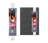 White Leather Pen Holder Bookmark MJHKXLJ Little Ballerina Dancing Girl Pattern Adjustable Elastic Band 8.3-1.8 inch for notebooks Diaries Hardcover Journal
