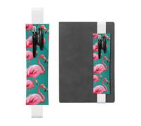 White Leather Pen Holder Bookmark MJHKXLJ Lovely Pink Flamingos Pattern Adjustable Elastic Band 8.3-1.8 inch for notebooks Diaries Hardcover Journal