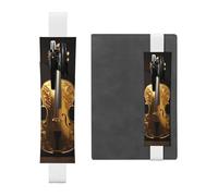 White Leather Pen Holder Bookmark MJHKXLJ Luxurious Gold Tones,Butterfly and Cello Pattern Adjustable Elastic Band 8.3-1.8 inch for notebooks Diaries Hardcover Journal