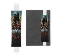 White Leather Pen Holder Bookmark MJHKXLJ Night Owl Pattern Adjustable Elastic Band 8.3-1.8 inch for notebooks Diaries Hardcover Journal