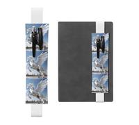White Leather Pen Holder Bookmark MJHKXLJ Pegasus Pattern Adjustable Elastic Band 8.3-1.8 inch for notebooks Diaries Hardcover Journal