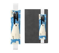 White Leather Pen Holder Bookmark MJHKXLJ Polar Bear Pattern Adjustable Elastic Band 8.3-1.8 inch for notebooks Diaries Hardcover Journal