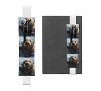 White Leather Pen Holder Bookmark MJHKXLJ Sea Otter Pattern Adjustable Elastic Band 8.3-1.8 inch for notebooks Diaries Hardcover Journal
