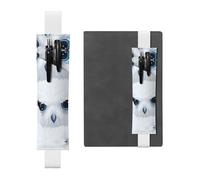 White Leather Pen Holder Bookmark MJHKXLJ Snowy owl Eyes Pattern Adjustable Elastic Band 8.3-1.8 inch for notebooks Diaries Hardcover Journal