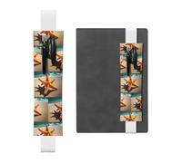 White Leather Pen Holder Bookmark MJHKXLJ Sunny Day Beach Starfish Pattern Adjustable Elastic Band 8.3-1.8 inch for notebooks Diaries Hardcover Journal