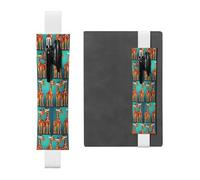 White Leather Pen Holder Bookmark MJHKXLJ Three Giraffe Pattern Adjustable Elastic Band 8.3-1.8 inch for notebooks Diaries Hardcover Journal