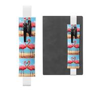 White Leather Pen Holder Bookmark MJHKXLJ Two Flamingos Pattern Adjustable Elastic Band 8.3-1.8 inch for notebooks Diaries Hardcover Journal