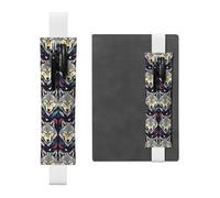 White Leather Pen Holder Bookmark MJHKXLJ Two Wolves Pattern Adjustable Elastic Band 8.3-1.8 inch for notebooks Diaries Hardcover Journal