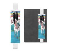 White Leather Pen Holder Bookmark MJHKXLJ Unicorns by The River Pattern Adjustable Elastic Band 8.3-1.8 inch for notebooks Diaries Hardcover Journal