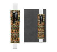 White Leather Pen Holder Bookmark MJHKXLJ Vintage Aloha Tiki Pattern Pattern Adjustable Elastic Band 8.3-1.8 inch for notebooks Diaries Hardcover Journal