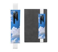 White Leather Pen Holder Bookmark MJHKXLJ White Clouds in The Sky Pattern Adjustable Elastic Band 8.3-1.8 inch for notebooks Diaries Hardcover Journal
