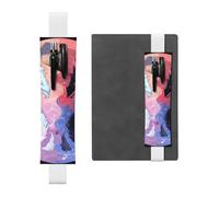 White Leather Pen Holder Bookmark MJHKXLJ yin yang Sky Pattern Adjustable Elastic Band 8.3-1.8 inch for notebooks Diaries Hardcover Journal
