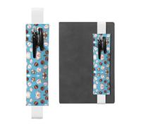 White Leather Pen Holder Bookmark WHJSHOP Baseball Basketball Football Hockey Printing Adjustable Elastic Band 8.3-1.8 inch for notebooks Diaries Hardcover Journal
