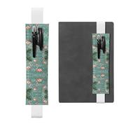 White Leather Pen Holder Bookmark WHJSHOP Beach Flamingos Printing Adjustable Elastic Band 8.3-1.8 inch for notebooks Diaries Hardcover Journal