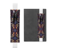 White Leather Pen Holder Bookmark WHJSHOP Beautiful Butterfly Printing Adjustable Elastic Band 8.3-1.8 inch for notebooks Diaries Hardcover Journal