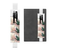 White Leather Pen Holder Bookmark WHJSHOP Beautiful Peacock and Floral Printing Adjustable Elastic Band 8.3-1.8 inch for notebooks Diaries Hardcover Journal