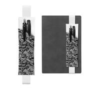White Leather Pen Holder Bookmark WHJSHOP Black and White Lines Printing Adjustable Elastic Band 8.3-1.8 inch for notebooks Diaries Hardcover Journal