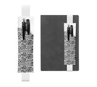 White Leather Pen Holder Bookmark WHJSHOP Black Leopard Pattern Printing Adjustable Elastic Band 8.3-1.8 inch for notebooks Diaries Hardcover Journal