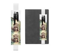 White Leather Pen Holder Bookmark WHJSHOP Cartoon Cute Otter Printing Adjustable Elastic Band 8.3-1.8 inch for notebooks Diaries Hardcover Journal