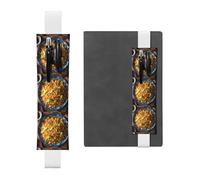 White Leather Pen Holder Bookmark WHJSHOP Delicious Fried Egg Rice Prints Adjustable Elastic Band 8.3-1.8 in Suitable for Most notebooks Diaries