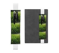 White Leather Pen Holder Bookmark WHJSHOP Dew on The Grass Prints Adjustable Elastic Band 8.3-1.8 in Suitable for Most notebooks Diaries