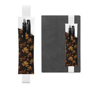 White Leather Pen Holder Bookmark WHJSHOP Golden Maple Leaf Printing Adjustable Elastic Band 8.3-1.8 inch for notebooks Diaries Hardcover Journal