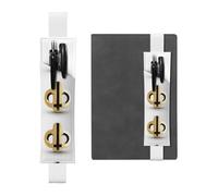 White Leather Pen Holder Bookmark WHJSHOP Golden Pattern Printing Adjustable Elastic Band 8.3-1.8 inch for notebooks Diaries Hardcover Journal