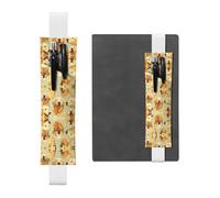 White Leather Pen Holder Bookmark WHJSHOP Golden Retriever Printing Adjustable Elastic Band 8.3-1.8 inch for notebooks Diaries Hardcover Journal