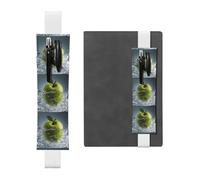 White Leather Pen Holder Bookmark WHJSHOP Green Apples in ice Water Prints Adjustable Elastic Band 8.3-1.8 in Suitable for Most notebooks Diaries
