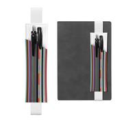 White Leather Pen Holder Bookmark WHJSHOP Irregular Vertical Lines Printing Adjustable Elastic Band 8.3-1.8 inch for notebooks Diaries Hardcover Journal